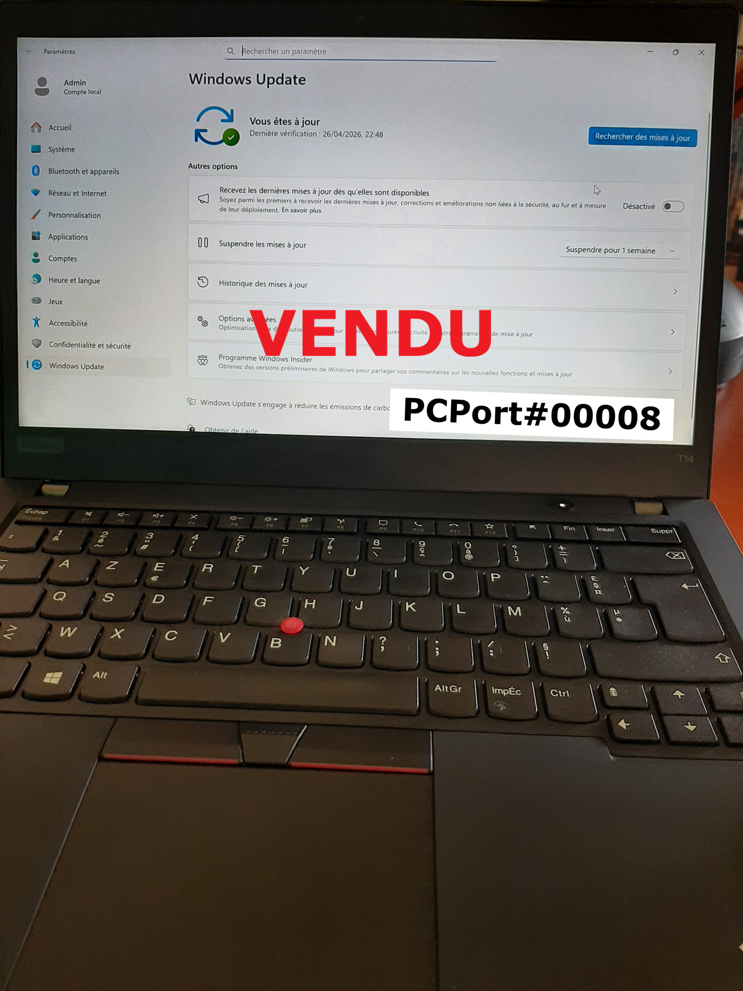 image reelle Lenovo T14 stock tekvexo