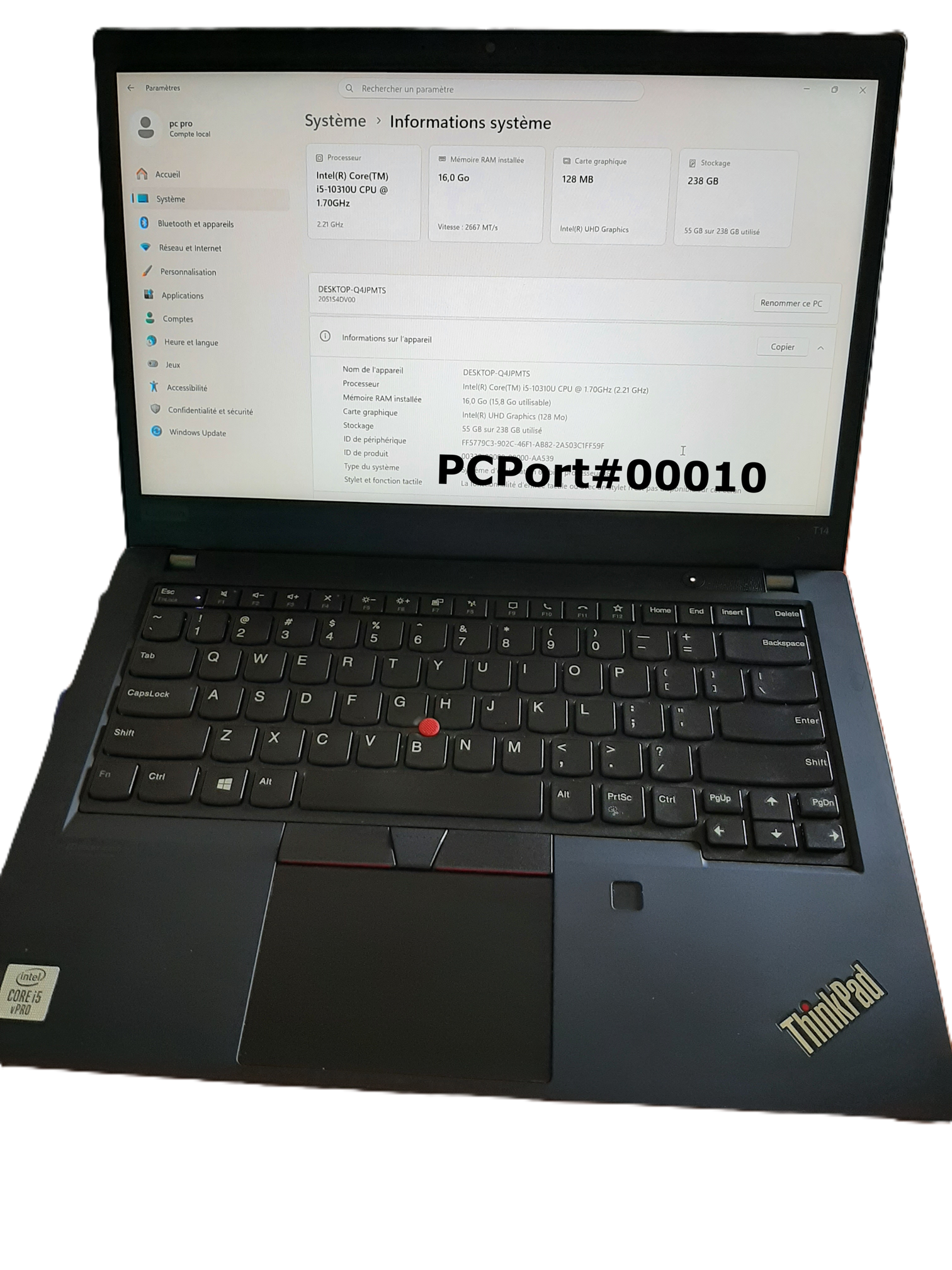 image réelle Lenovo T14 stock tekvexo